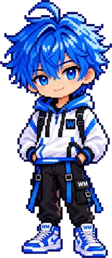 Byte: Hands in pockets, smiling.